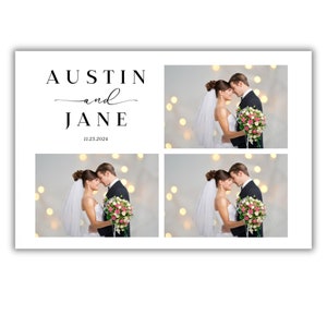 Plantilla minimalista de fotomatón de boda en blanco y negro, descarga instantánea, plantilla editable a través de Canva