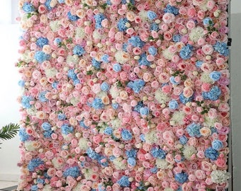8X8 5D Pink and Blue Rose Flower Wall