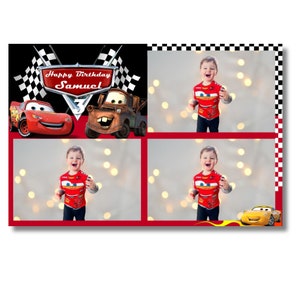 Cars Movie rood en zwart Photobooth-sjabloon, instant download, bewerkbare sjabloon, Cars Photo Booth-sjabloon