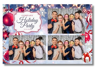 Red and Blue Christmas Photobooth Template: Holiday Party (Digital Download)