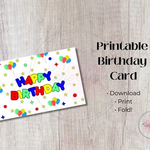 Cartão de aniversário para impressão (em branco por dentro) - Tema colorido
