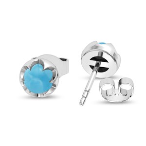 Larimar Stud Earrings, 925 Sterling Silver Gemstone Studs, Natural Blue Stone Earrings, Handmade Jewelry Gift for Her, Small Ear Studs
