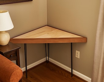 Handmade Light Wood Triangle Corner Desk, Space-Saving Study Table
