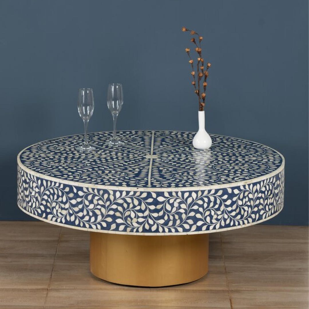 Handmade Bone Inlay Coffee Table Floral Design, Luxury Living Room ...