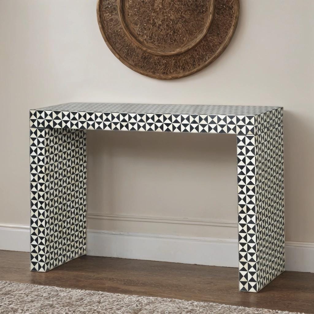Modern Bone Inlay Handmade Modern Bone Inlay Console Table, Luxury Entryway Hallway Table ...