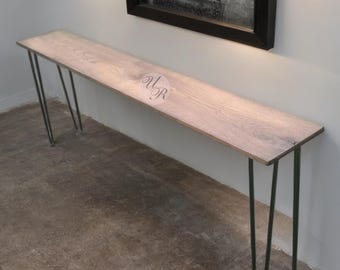 Minimal Wood Console Table with Hairpin Legs | Handmade Entryway Table | Rustic Industrial Hallway Furniture