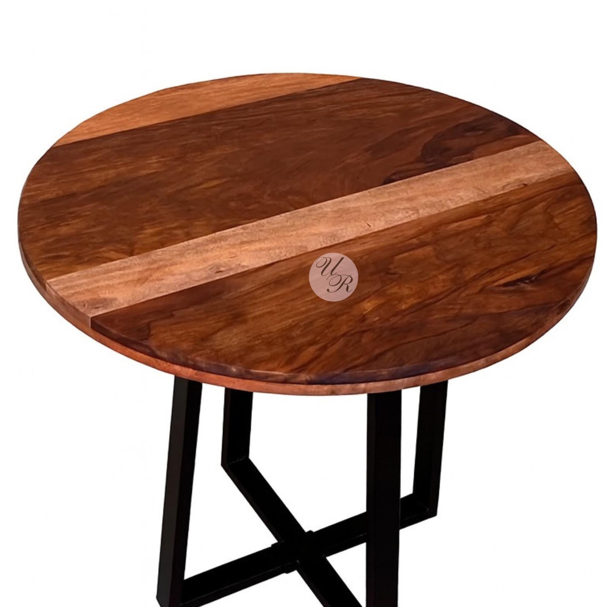 Handmade Solid Wood Round Dining Table | Walnut Finish Kitchen Table ...