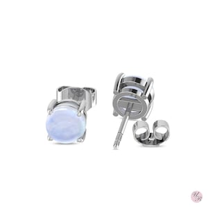 Moonstone Stud Earrings, Natural Gemstone Ear Studs, 925 Sterling Silver Earrings Set, June Birthstone Jewelry Gift for Her