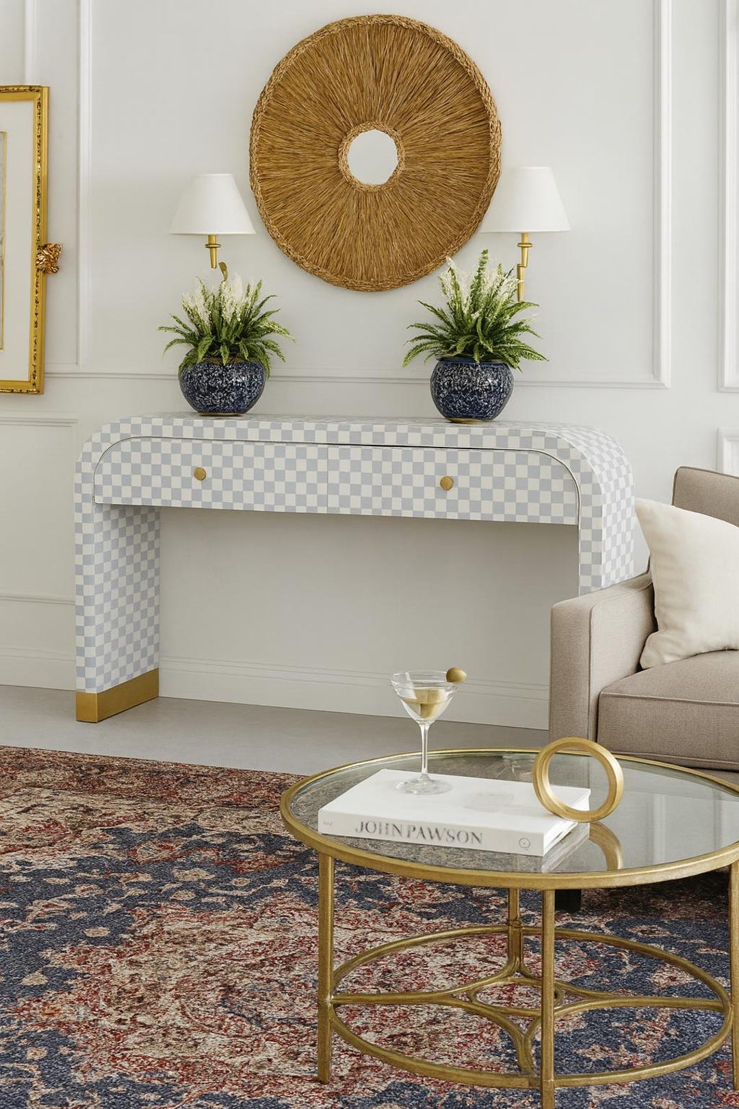 Handmade Bone Inlay Console Table With 2 Drawers, Modern Design, Sleek ...