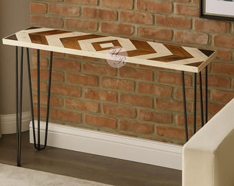 Modern Chevron Wood Console Table | Rustic Minimalist Entryway Furniture
