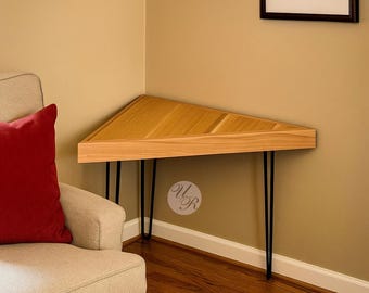 Solid Wood Triangle Corner Desk, Handmade Space-Saving Study Table