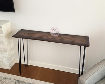 Dark Wood Console Table with Hairpin Legs | Modern Entryway Table | Handmade Hallway Accent Furniture