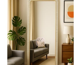 Handmade Bone Inlay Waterfall Mirror Frame: Modern Boho Home Decor