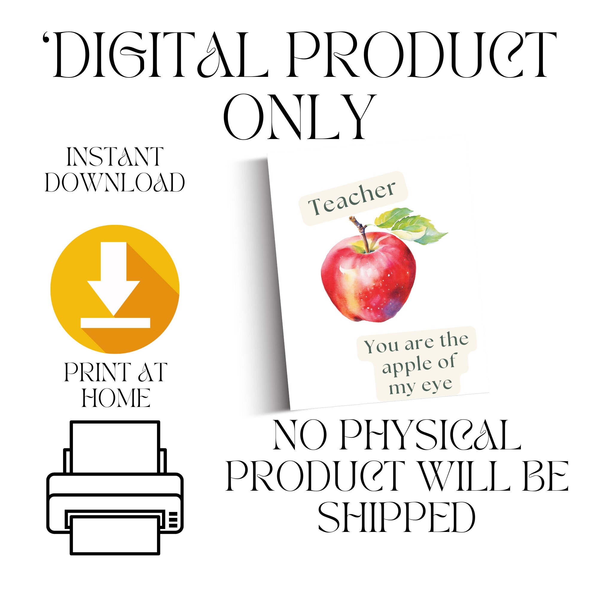 Teacher Thank You Card, Printable Teacher Cards, Teacher Appreciation ...