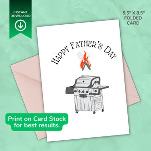 Father's Day Card, Printable Father's Day Card, Father's Day Card from Child, Father's Day Greetings, Best Dad, Father's Day Barbecue, BBQ