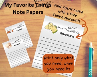 From the Garden (Gloves) of..  Note Paper! Instant download, print at home, unique gift, 2 per page. Edit with Canva and make it your own!