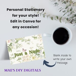 Personal Note Cards, personalized Note cards, Thank you notes, Blank note cards, monogram note cards, printable notes, print at home cards