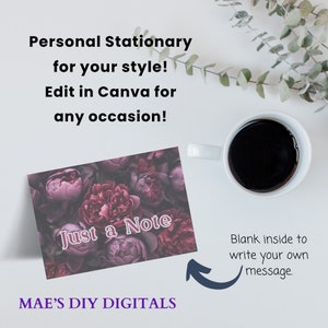 Personal Note Cards, personalized Note cards, Thank you notes, Blank note cards, monogram note cards, printable notes, print at home cards