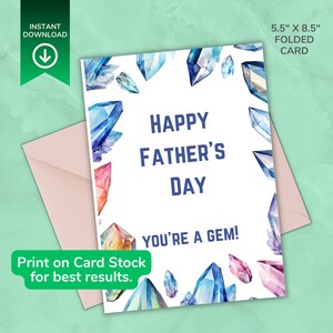 Father's Day Card, Printable Father's Day Card, Father's Day Card from Child, Father's Day Greetings, Best Dad Card, Father's is a Gem