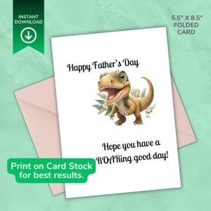 Father's Day Card, Printable Father's Day Card, Father's Day Card from Child, Father's Day Greetings, Best Dad, Father's Day Roaring Dino