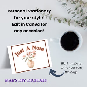 Personal Note Cards, personalized Note cards, Thank you notes, Blank note cards, monogram note cards, printable notes, print at home cards