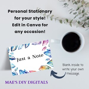 Personal Note Cards, personalized Note cards, Thank you notes, Blank note cards, monogram note cards, printable notes, print at home cards