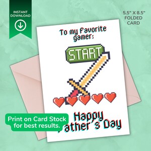 Father's Day Card, Printable Father's Day Card, Father's Day Card from Child, Father's Day Greeting Card, Best Dad, Father's Day Gamer Dad