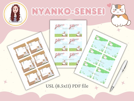 Nyanko Sensei Printable Memopad | Kawaii Chubby Neko Digital to Do