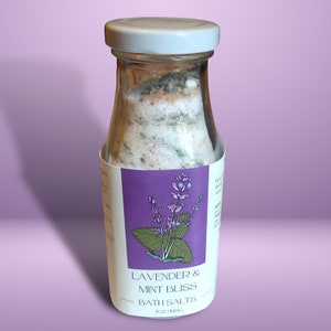 Handcrafted Lavender & Mint Bliss Bath Salt - Aromatherapy Soak for Relaxation Refreshment
