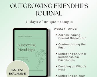Outgrowing Friendships Journal | Self-Worth Workbook | Healthy Boundaries Guide | Confidence Building | Self-Discovery | Friendship Conflict