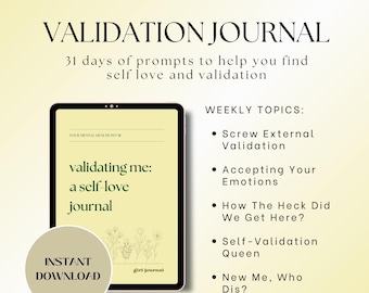 Self-Validation Journal | 31 Day Self-Love Workbook (PDF)