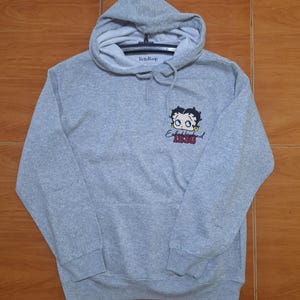 Vintage Betty Boop Hoodie | Light Blue Cartoon Pullover | 90s Retro Style Sweatshirt