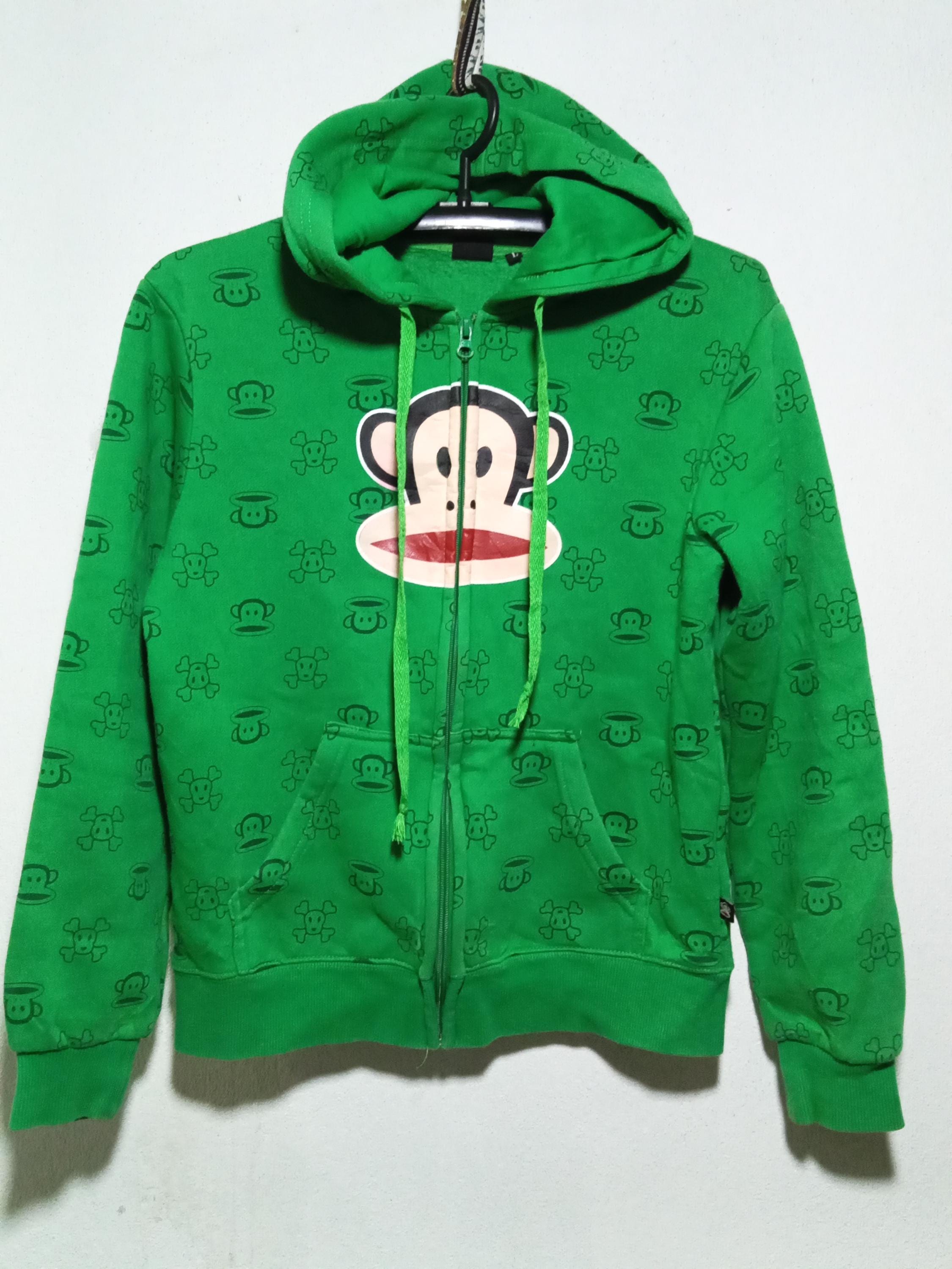 Vintage Paul Frank Hoodie Green Monkey Zip-up Sweatshirt Y2K