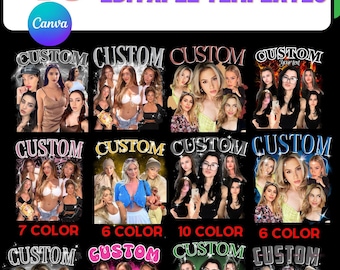 40-Template Bundle Pack Editable in Canva: Custom Rap Tee Bootleg Designs | DIY Bootleg Templates, 90s Shirt, Face Photo Birthday Tee
