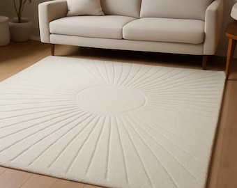 Handtuftad ullmatta: Minimalistisk beige abstrakt ytmatta