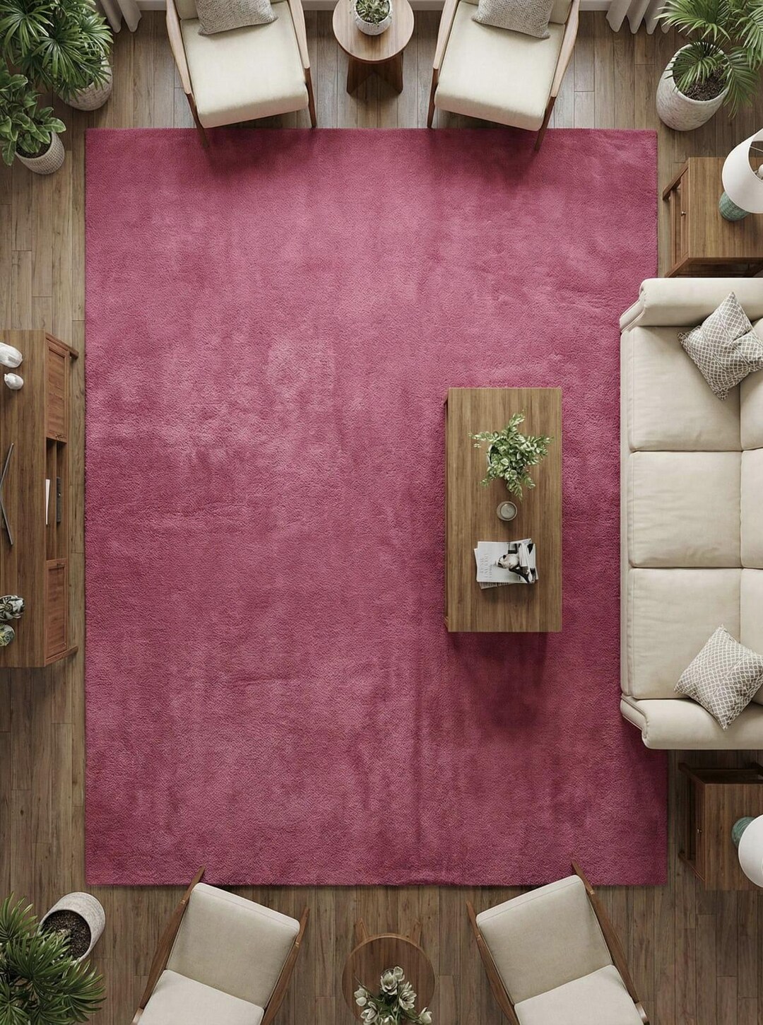 Raspberry Throw Rug Hand Tufted Wool Rug, Raspberry Magenta, Boho Chic Decor Carpet for ...