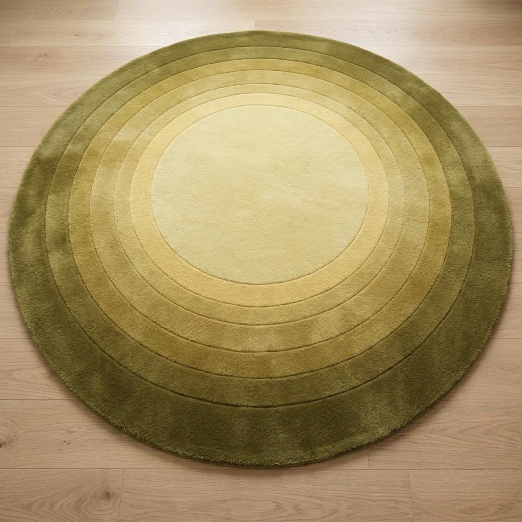 Hand-tufted Wool Round Rug: Modern Olive Green Ombre Carpet - Etsy