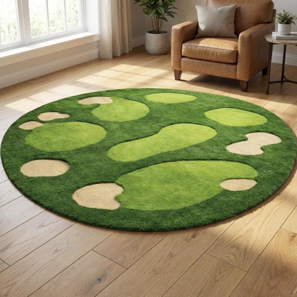 Hand-tufted Wool Golf Course Rug, Novelty Sports Decor - Etsy