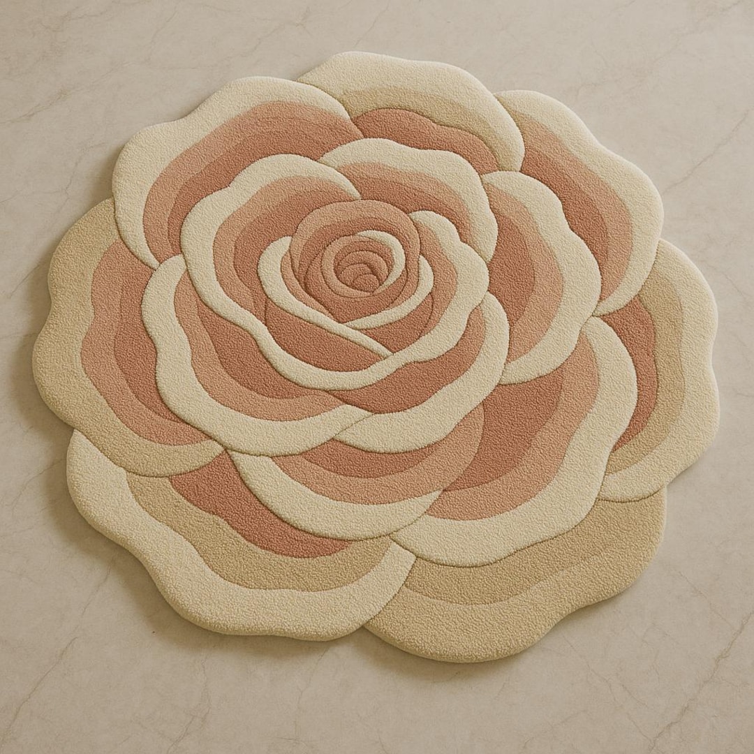 Blush Pink Rose Wool Rug: Hand-tufted Floral Rug - Etsy