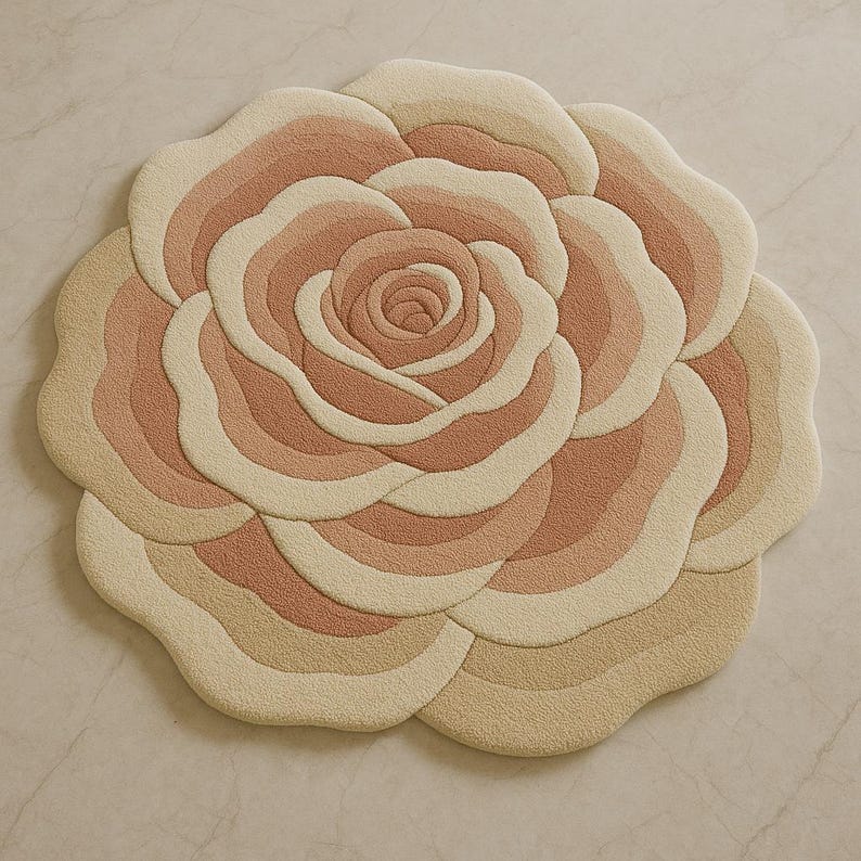 Blush Pink Rose Wool Rug: Hand-tufted Floral Rug - Etsy