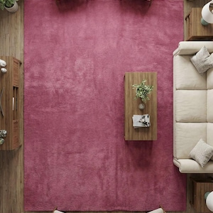 Pink Rug, Raspberry Magenta Hand-Tufted Wool, Medium Pile Custom Size Carpet