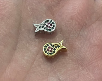 Charme d'espacement de poisson en or 18 carats/argent, petit pendentif à breloques poisson, fourniture de fabrication de bijoux