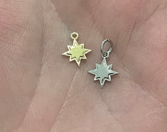 Gold Star Charms,18K Gold Filled Starburst Pendant,North Star Charm Bracelet Necklace for DIY Jewelry Making Supply