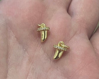 Breloques cornes en or, pendentif cornes remplies d'or 18 carats, collier bracelet à breloques cornes micro pavées CZ pour la fabrication de bijoux à bricoler soi-même
