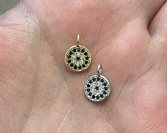 Gold Evil Eye Charms,18K Gold Filled Evil Eye Pendant,CZ Micro Pave Silver Evil Eye Charm Bracelet Necklace for DIY Jewelry Making Supply