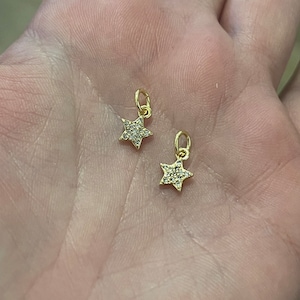 Gold Star Charms,18K Gold Filled CZ Micro Pave Star Pendant,Tiny Star Charm Bracelet Necklace for DIY Jewelry Making Supply
