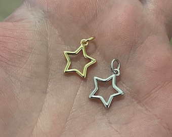 Gold Star Charms,18K Gold Filled Star Pendant,Silver Star Charm Bracelet Necklace for DIY Jewelry Making Supply