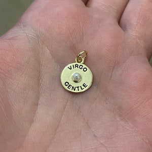 Gold Round Charms,18K Gold Filled Round Coin Pendant,Gentle Virgo Charm Bracelet Necklace for DIY Jewelry Making Supply
