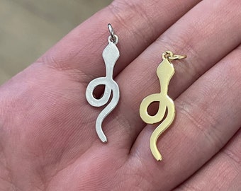 Gold/Silver snake pendant for necklace, snake charm for bracelet, jewellery making supply