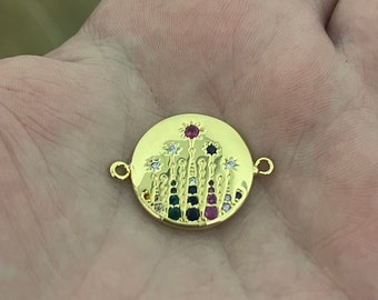 Gold Stern Charms, 18K Gold gefüllt CZ Micro Pave Stern Anhänger, Runde Münze Stern Charm Armband Halskette für DIY Schmuckherstellung